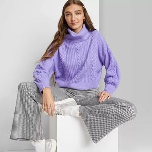 Purple turtleneck knit sweater